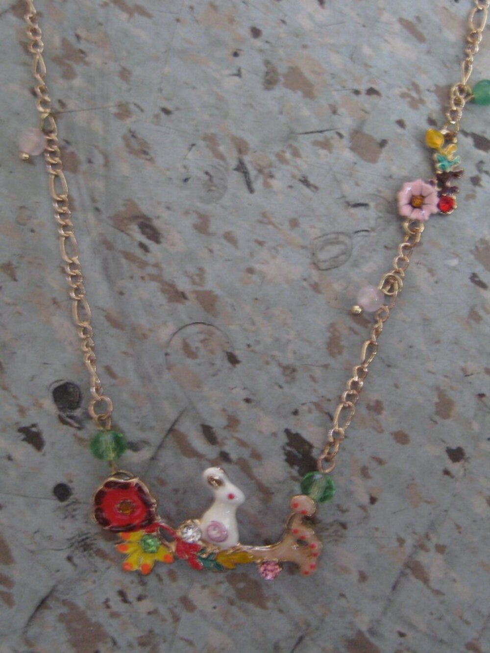 Besty Johnson Rabbit Mushroom Flower Branch Necklace